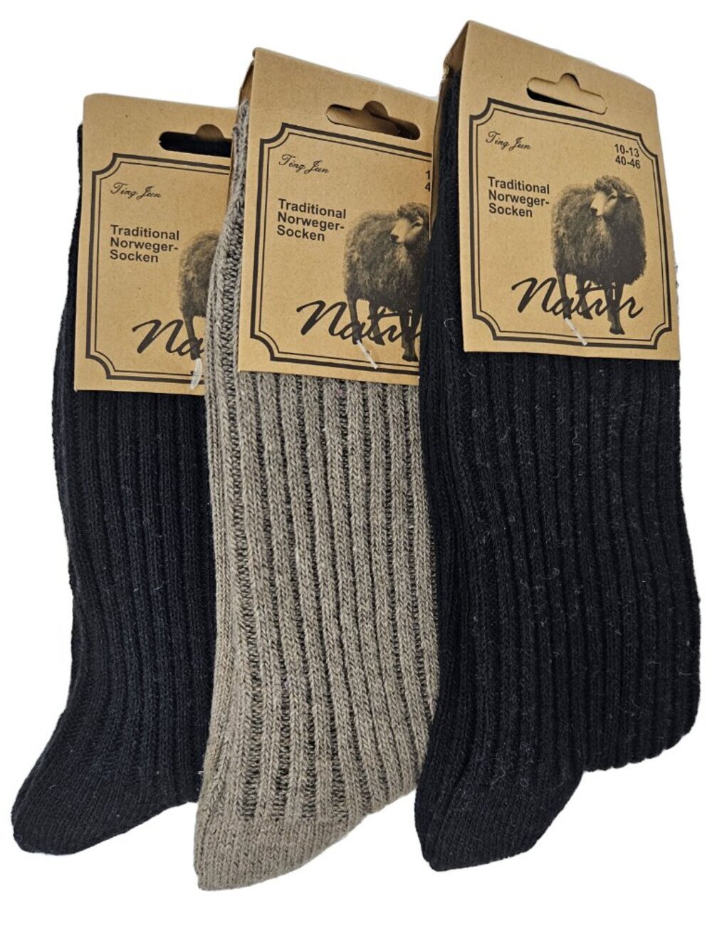 Wool Blend Socks Men 10-13 Norweger Warm Winter Boot Casual Thermal Socks 3-Pack